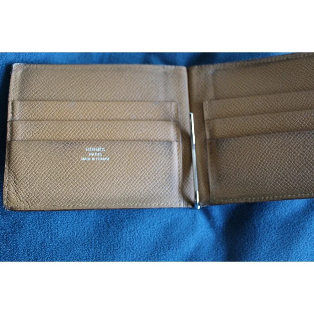 Hermes Bi-Fold Wallet, Palladium Money Clip, 100% Authentic